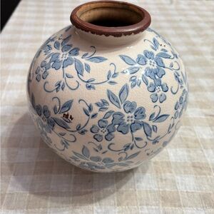 Floral Blue and White Ceramic Vase